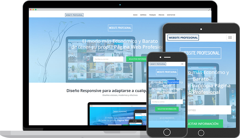 Ejemplo de Visualización de Website Profesional en varios dispositivos